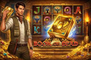 Book of Dead slot egípcio no 58BB cassino com símbolo do livro dourado